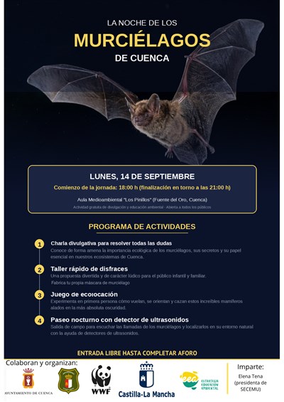 Cuenca celebra ‘La Noche de los Murciélagos’ en el Aula Medioambiental de Los Pinillos para acercar la biodiversidad a la ciudadanía